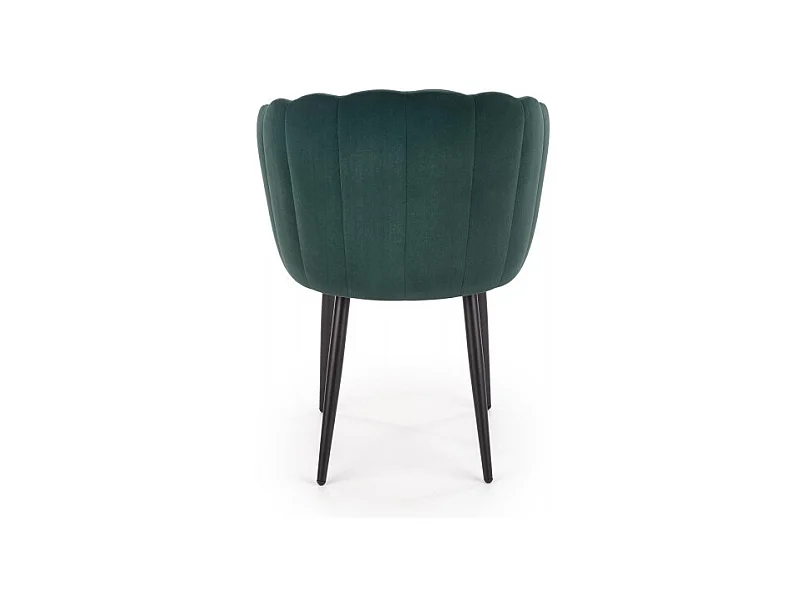 Silla de comedor de terciopelo verde oscuro con patas de acero negro Blois
