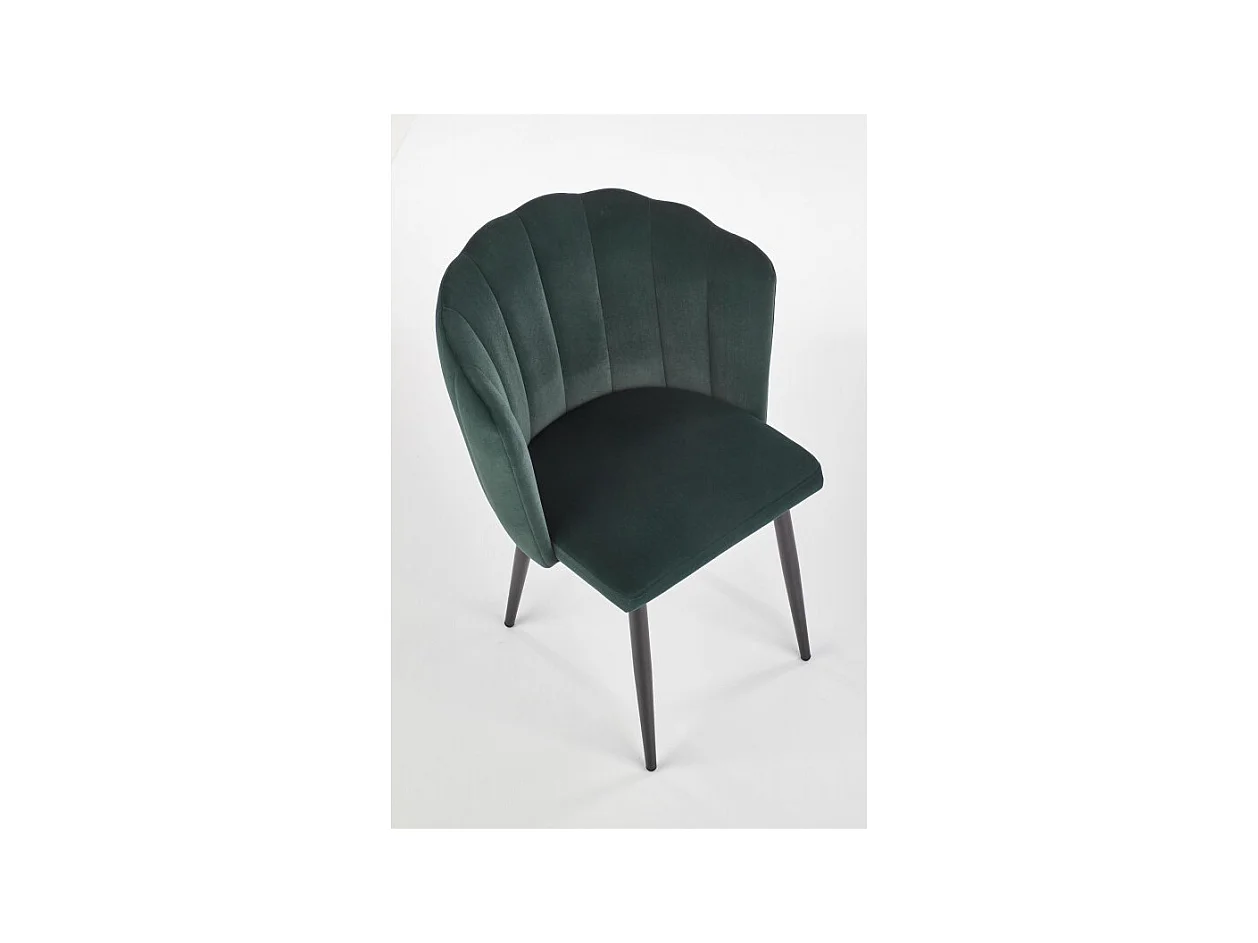 Silla de comedor de terciopelo verde oscuro con patas de acero negro Blois