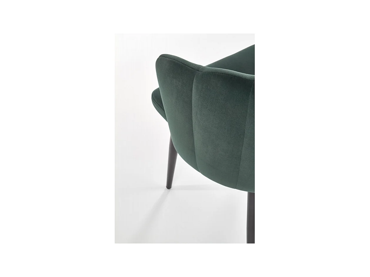 Silla de comedor de terciopelo verde oscuro con patas de acero negro Blois