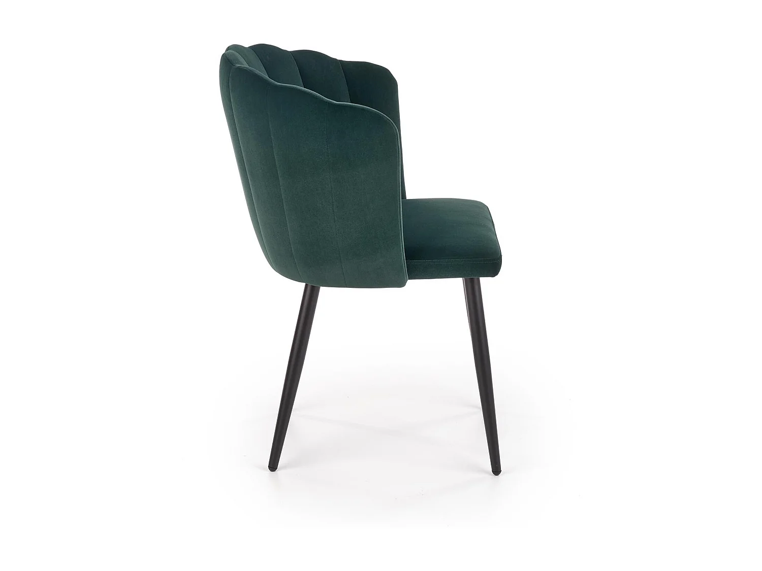 Sedia da pranzo in velluto verde scuro con gambe in acciaio nero Blois