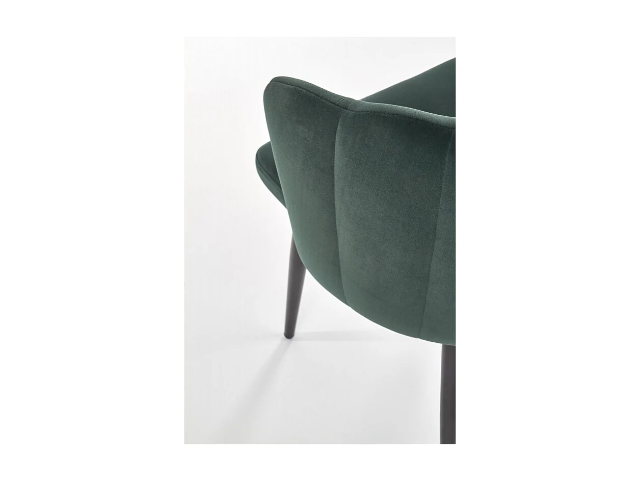 Sedia da pranzo in velluto verde scuro con gambe in acciaio nero Blois