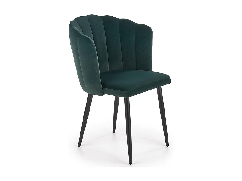 Sedia da pranzo in velluto verde scuro con gambe in acciaio nero Blois