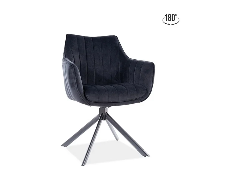 Silla giratoria de terciopelo metálico negro Swop