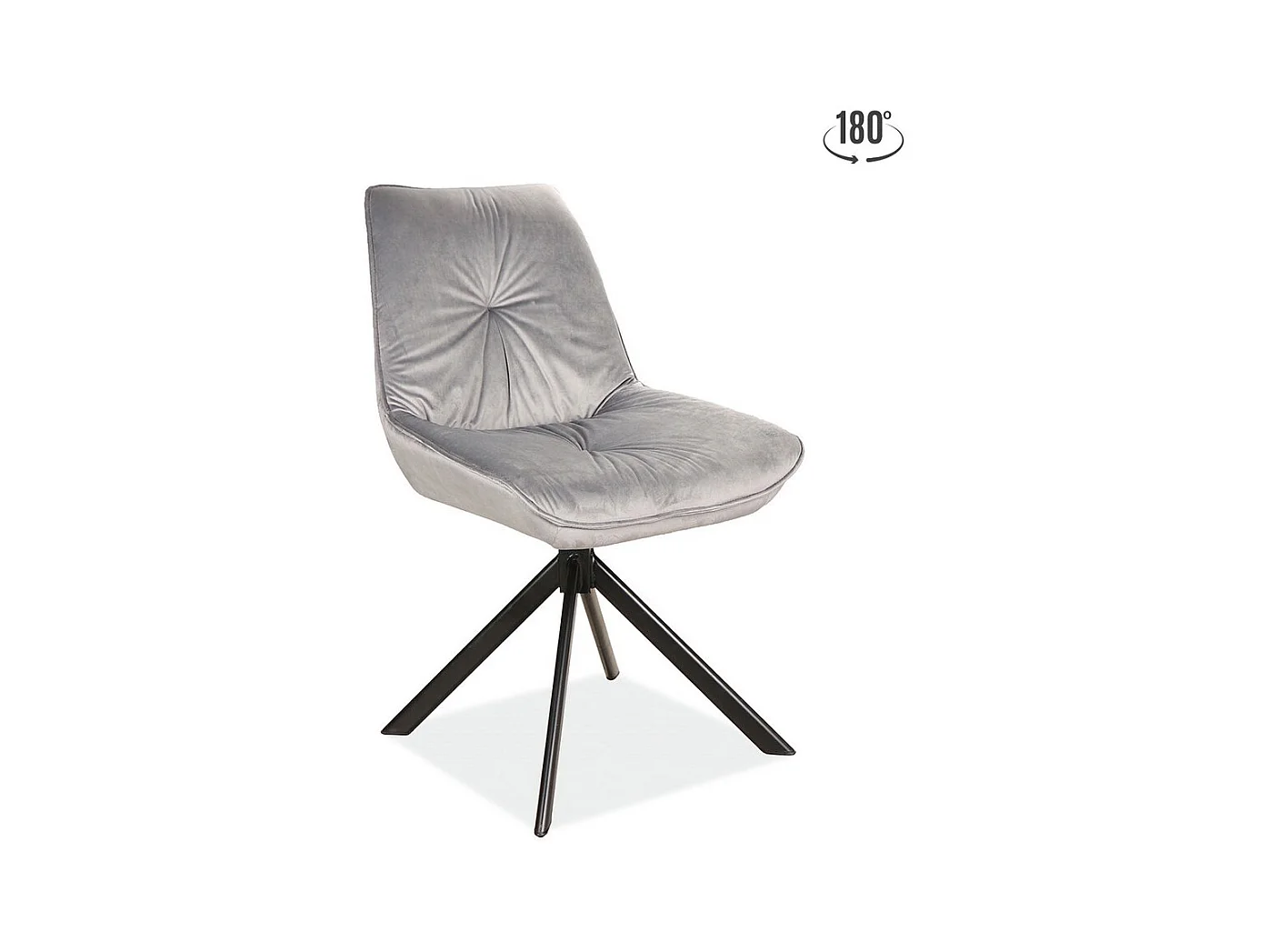 Chaise pivotante velours gris et métal noir Zolo