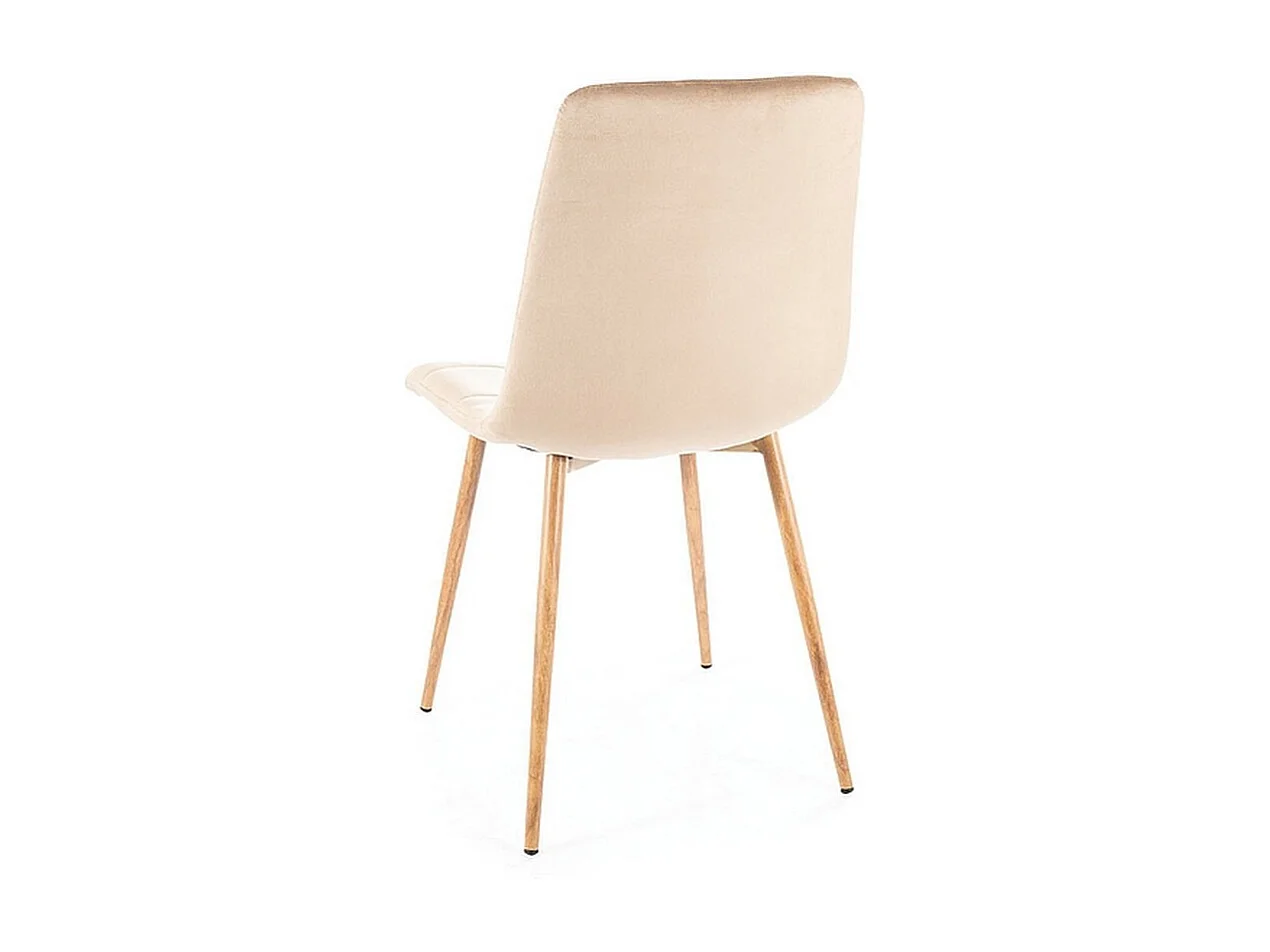 Silla de diseño Frigg de roble y terciopelo beige