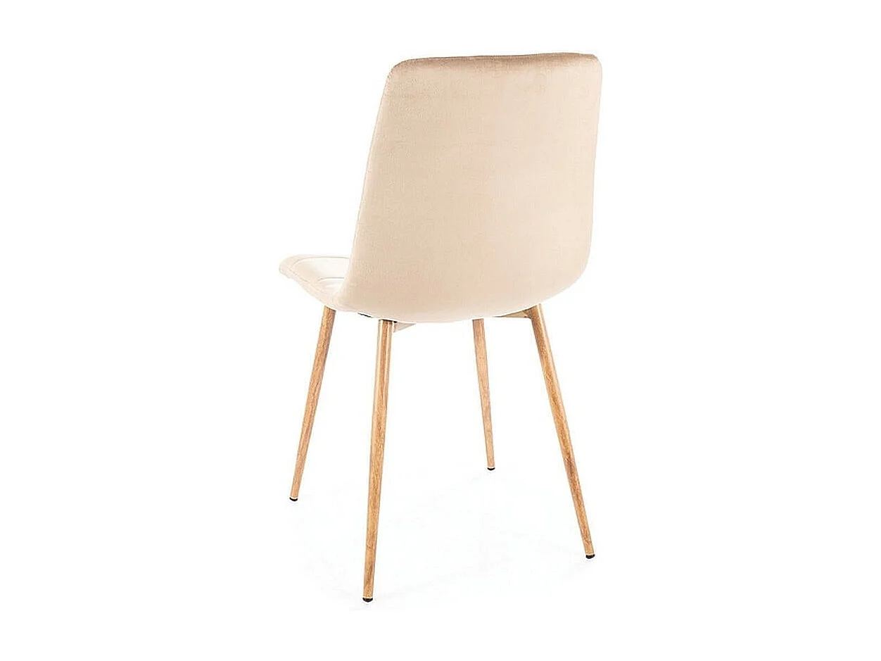 Chaise design chêne & velours beige Frigg
