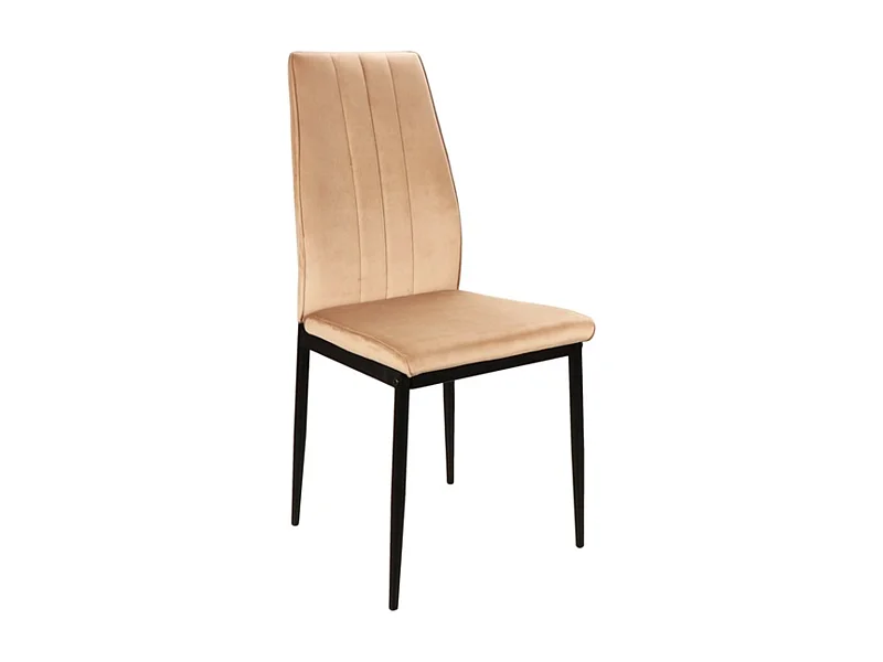 Sedia di design Bator in velluto beige e metallo nero