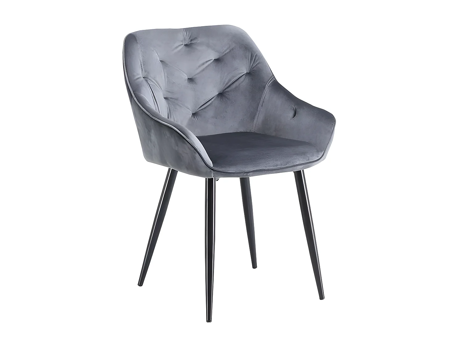 Chaise de salle à manger capitonnée velours gris Gordon