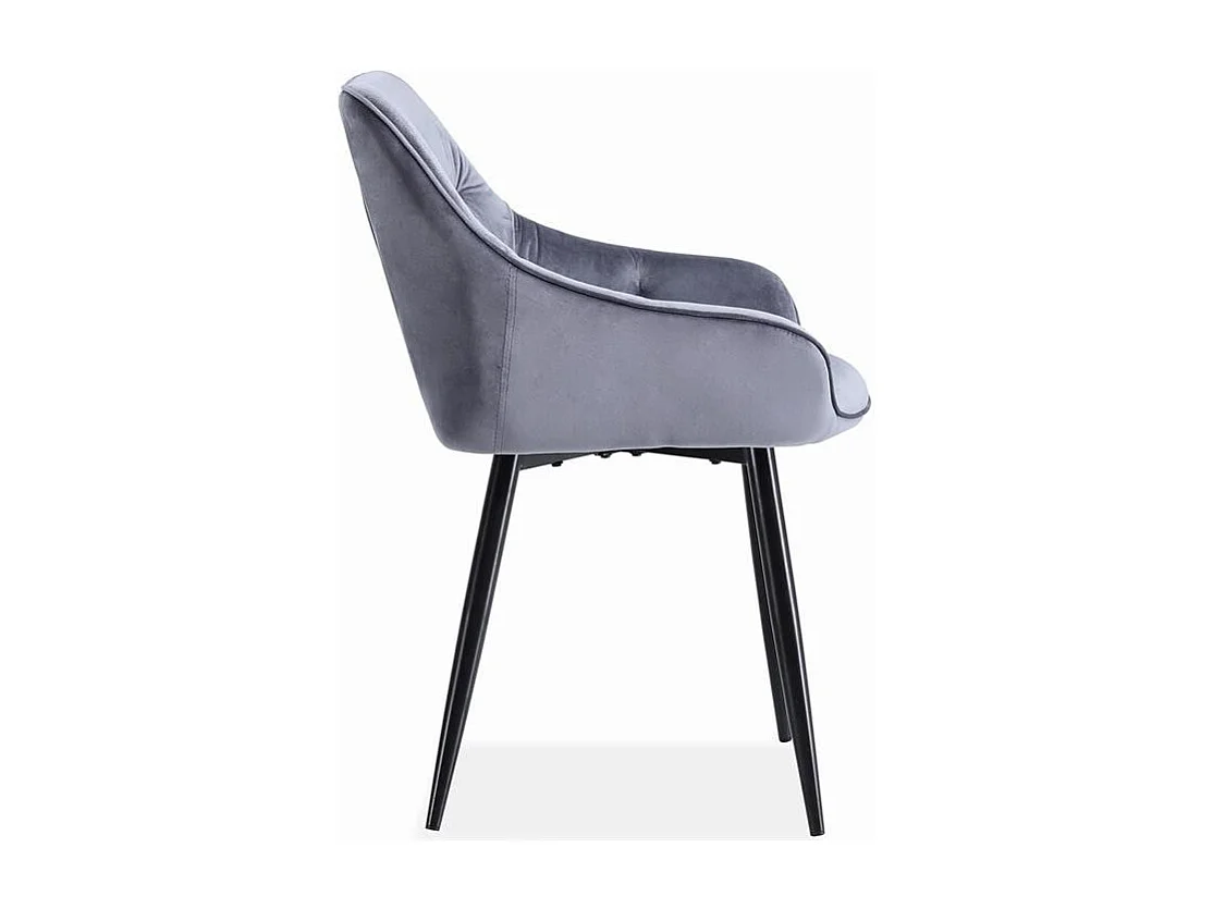 Sedia da pranzo imbottita in velluto grigio Gordon