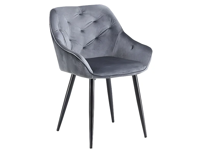 Chaise de salle à manger capitonnée velours gris Gordon