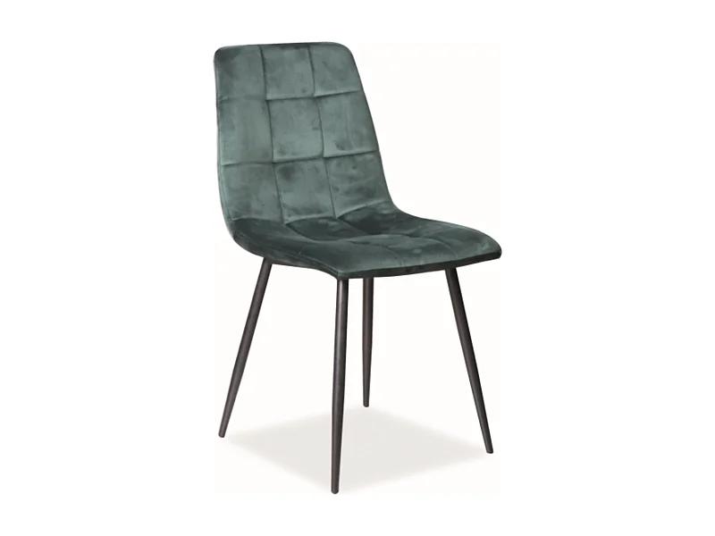 Silla de diseño de metal negro con terciopelo verde Frigg