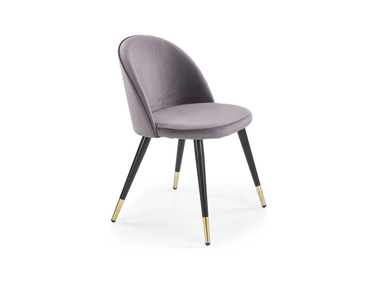 Chaise de salle à manger en tissu gris foncé avec pieds en acier noir et doré SIMPLY