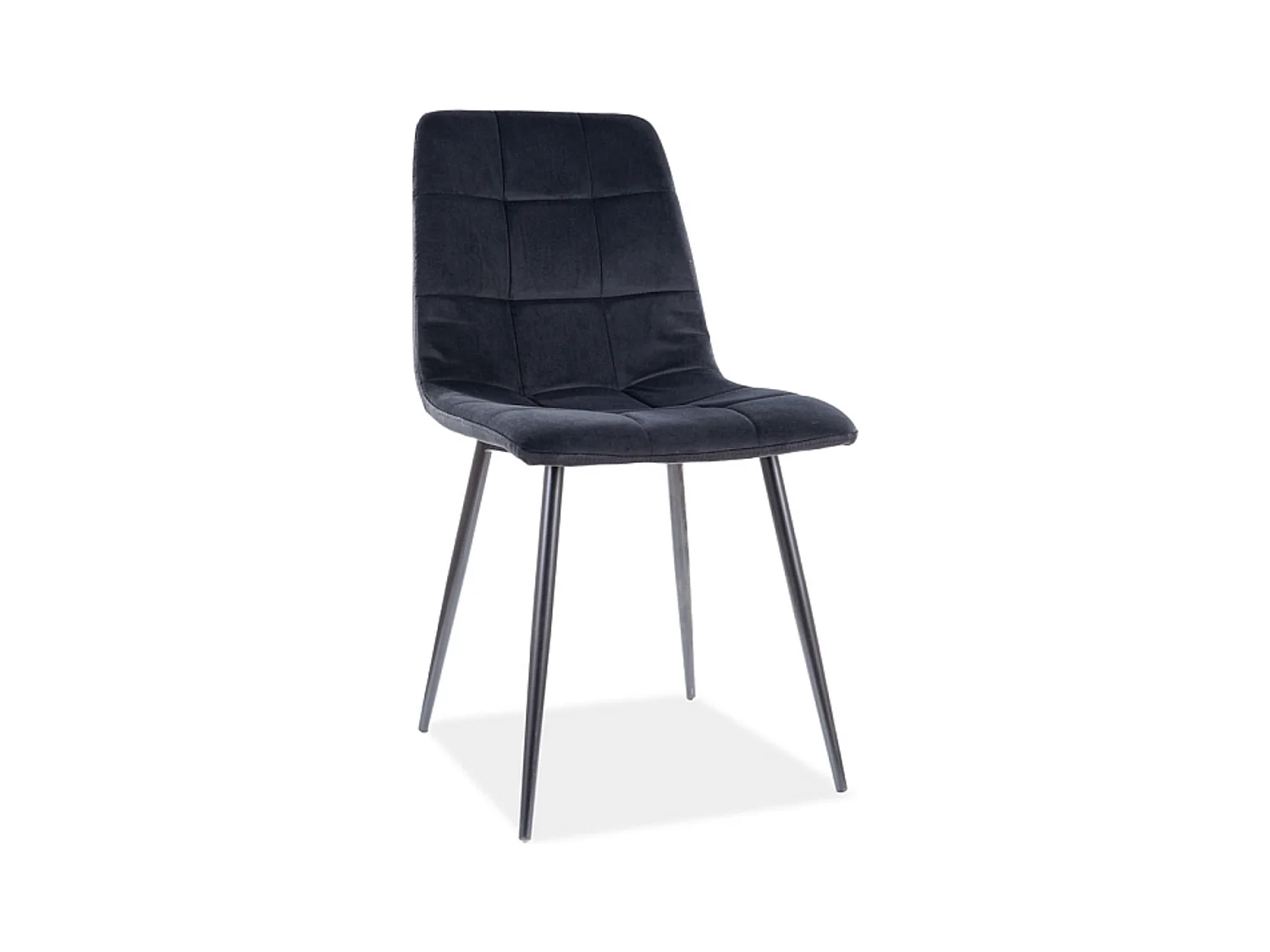 Sedia di design in metallo nero e velluto nero Frigg