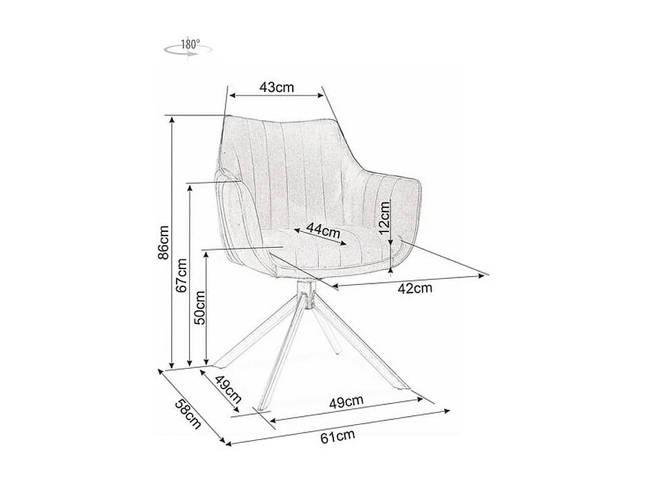 Chaise pivotante velours gris métal noir Swop