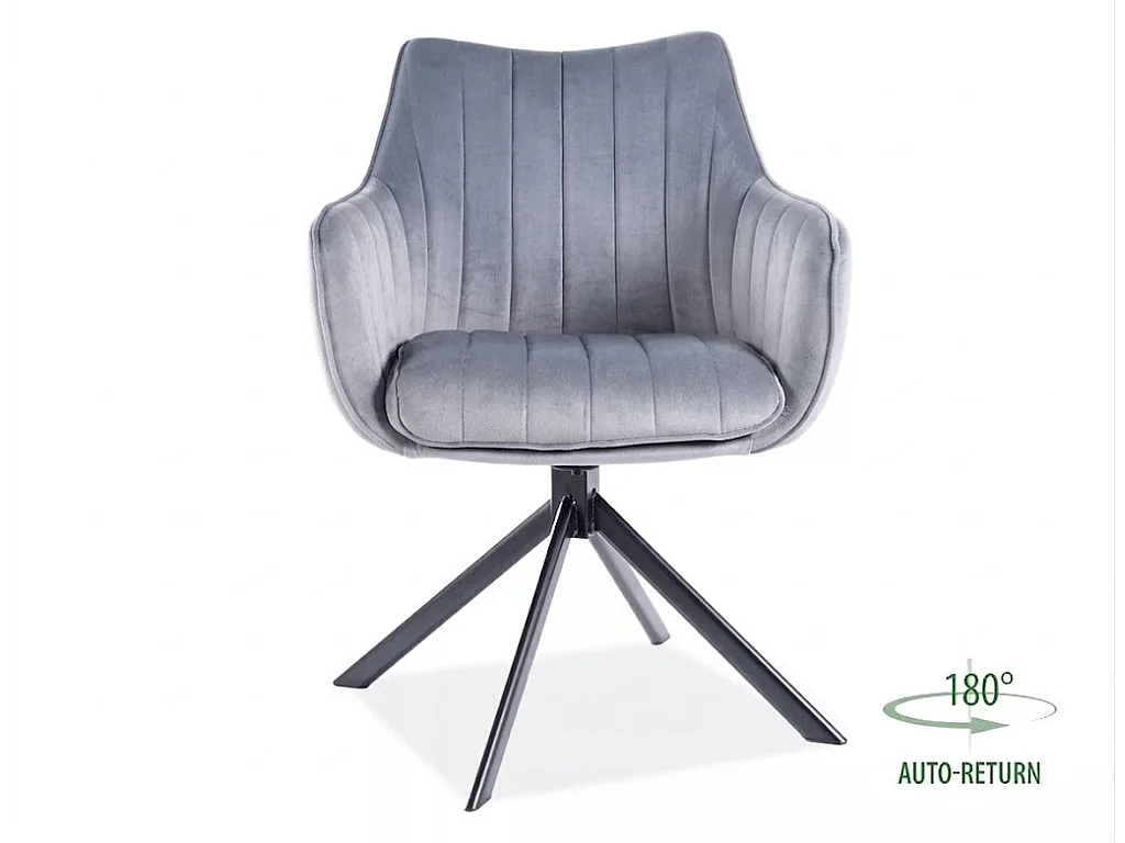 Chaise pivotante velours gris métal noir Swop