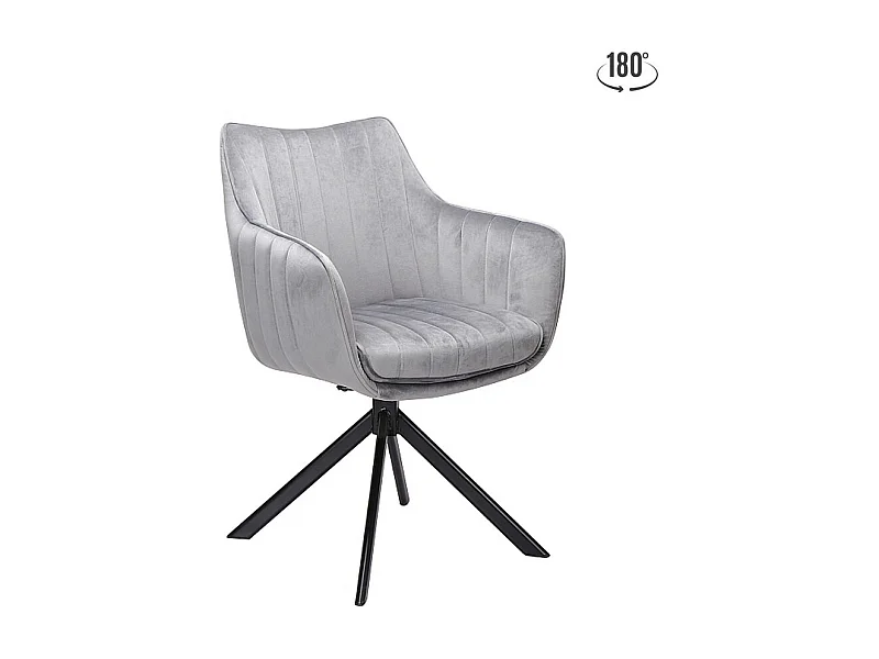 Chaise pivotante velours gris métal noir Swop