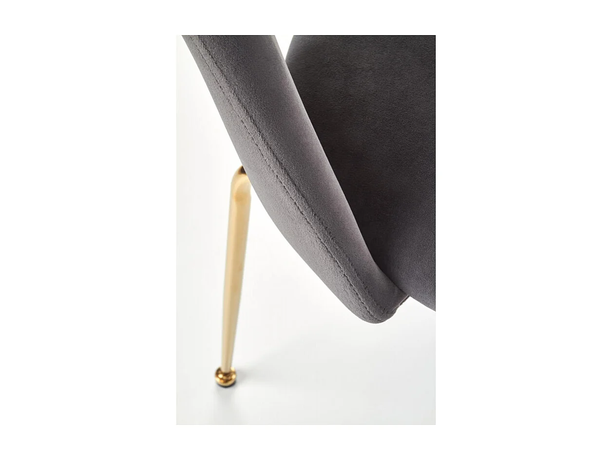 Silla de comedor de estilo vintage en terciopelo gris con patas de acero dorado DATA