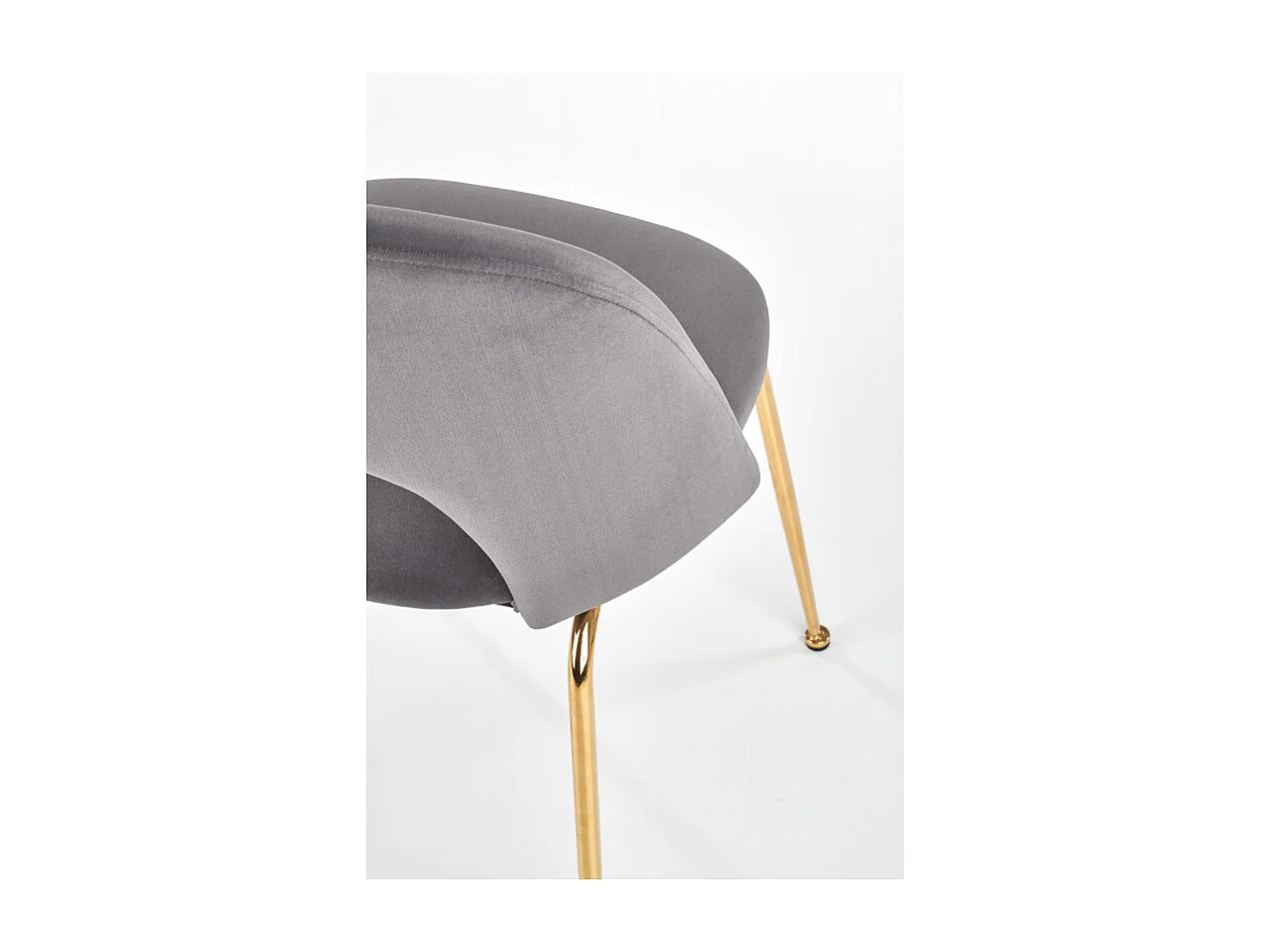 Sedia da pranzo in stile vintage in velluto grigio con gambe in acciaio dorato DATA