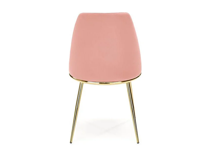 Silla de diseño de metal dorado y terciopelo rosa Bram