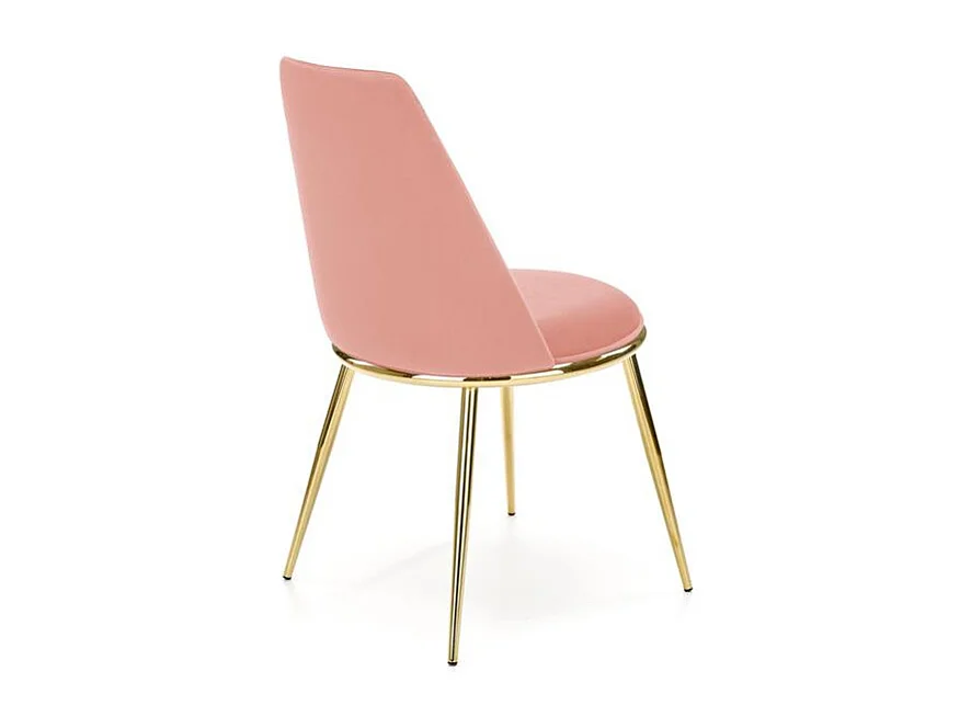 Silla de diseño de metal dorado y terciopelo rosa Bram
