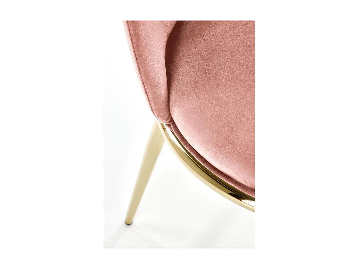 Silla de diseño de metal dorado y terciopelo rosa Bram