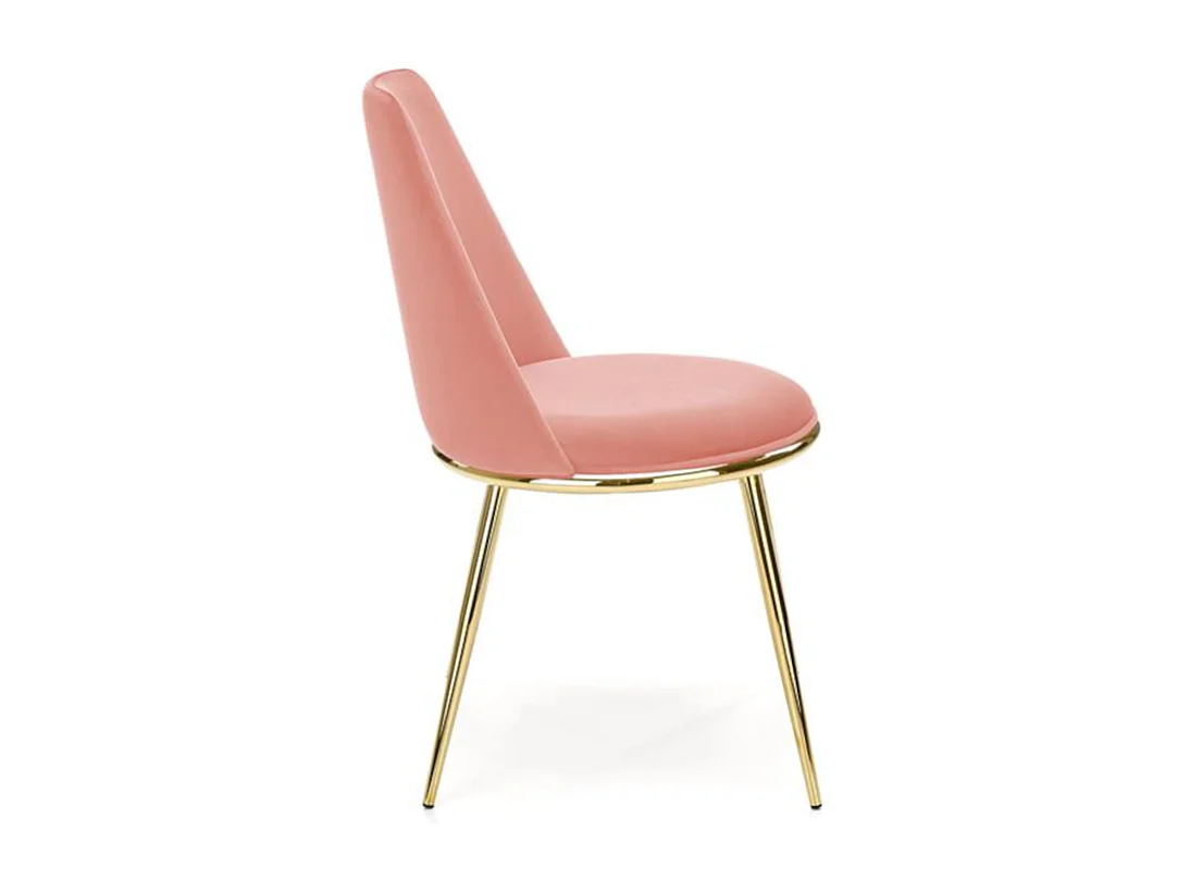 Chaise design en métal doré et velours rose Bram