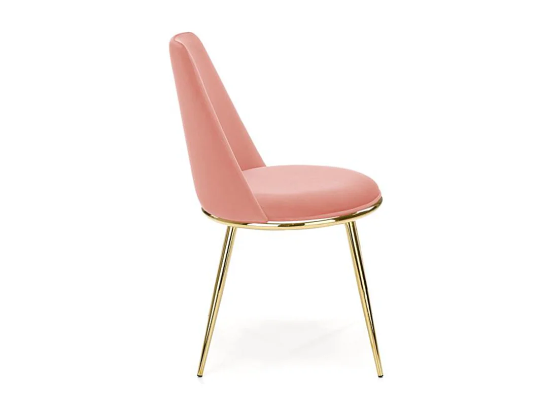 Sedia di design in metallo dorato e velluto rosa Bram