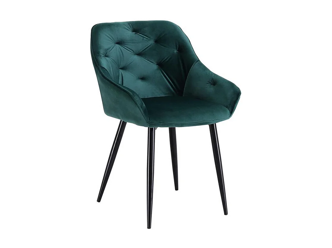 Chaise de salle à manger capitonnée velours vert Gordon
