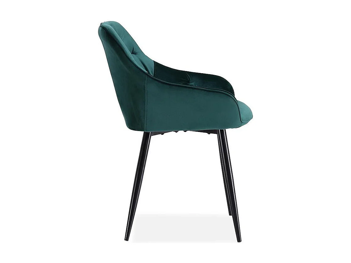 Chaise de salle à manger capitonnée velours vert Gordon