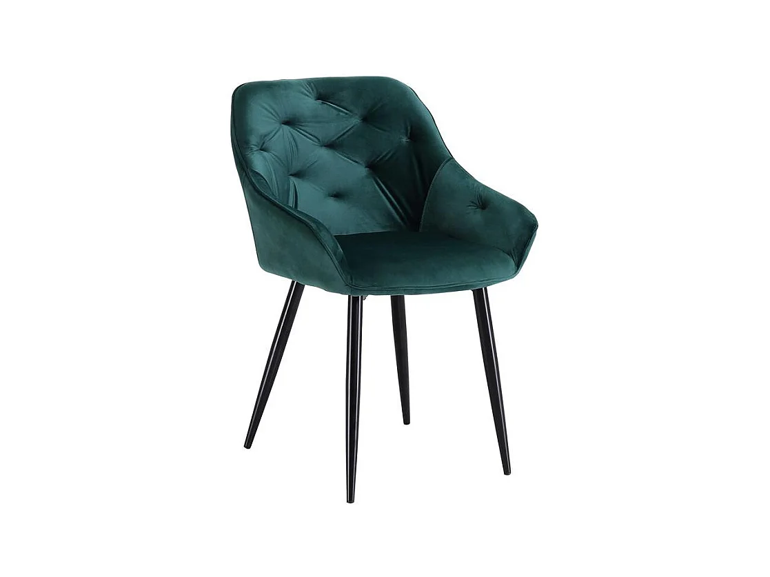 Chaise de salle à manger capitonnée velours vert Gordon