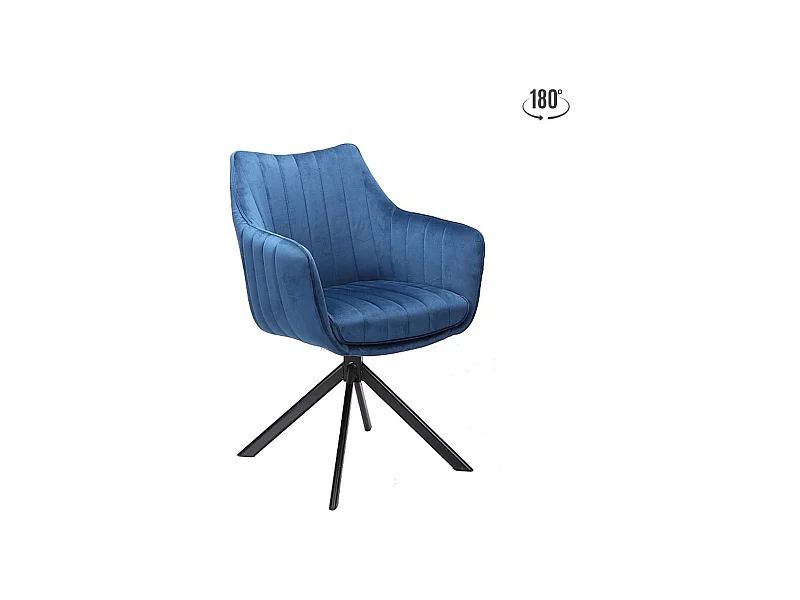 Swop metal negro terciopelo azul silla giratoria de diseño