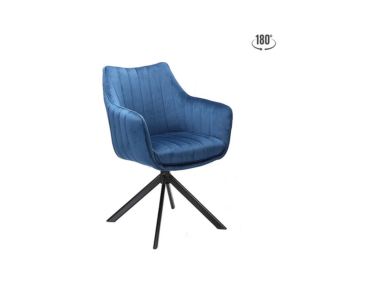 Chaise design pivotante velours bleu métal noir Swop