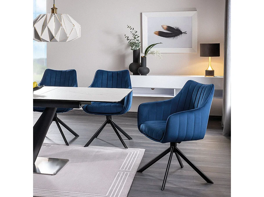 Swop metal negro terciopelo azul silla giratoria de diseño