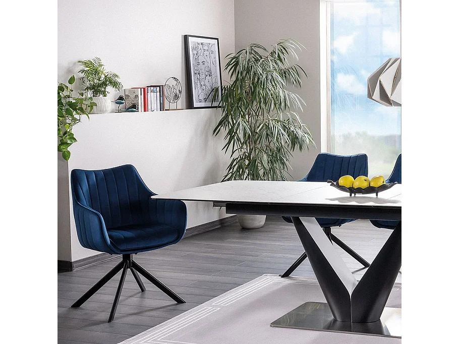 Swop metal negro terciopelo azul silla giratoria de diseño