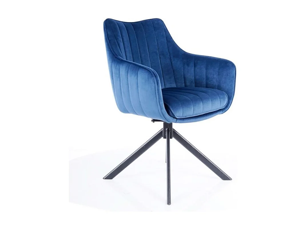 Swop metal negro terciopelo azul silla giratoria de diseño