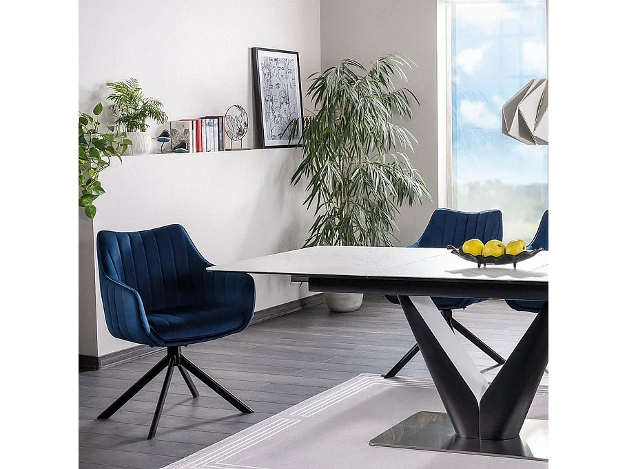 Swop metal negro terciopelo azul silla giratoria de diseño