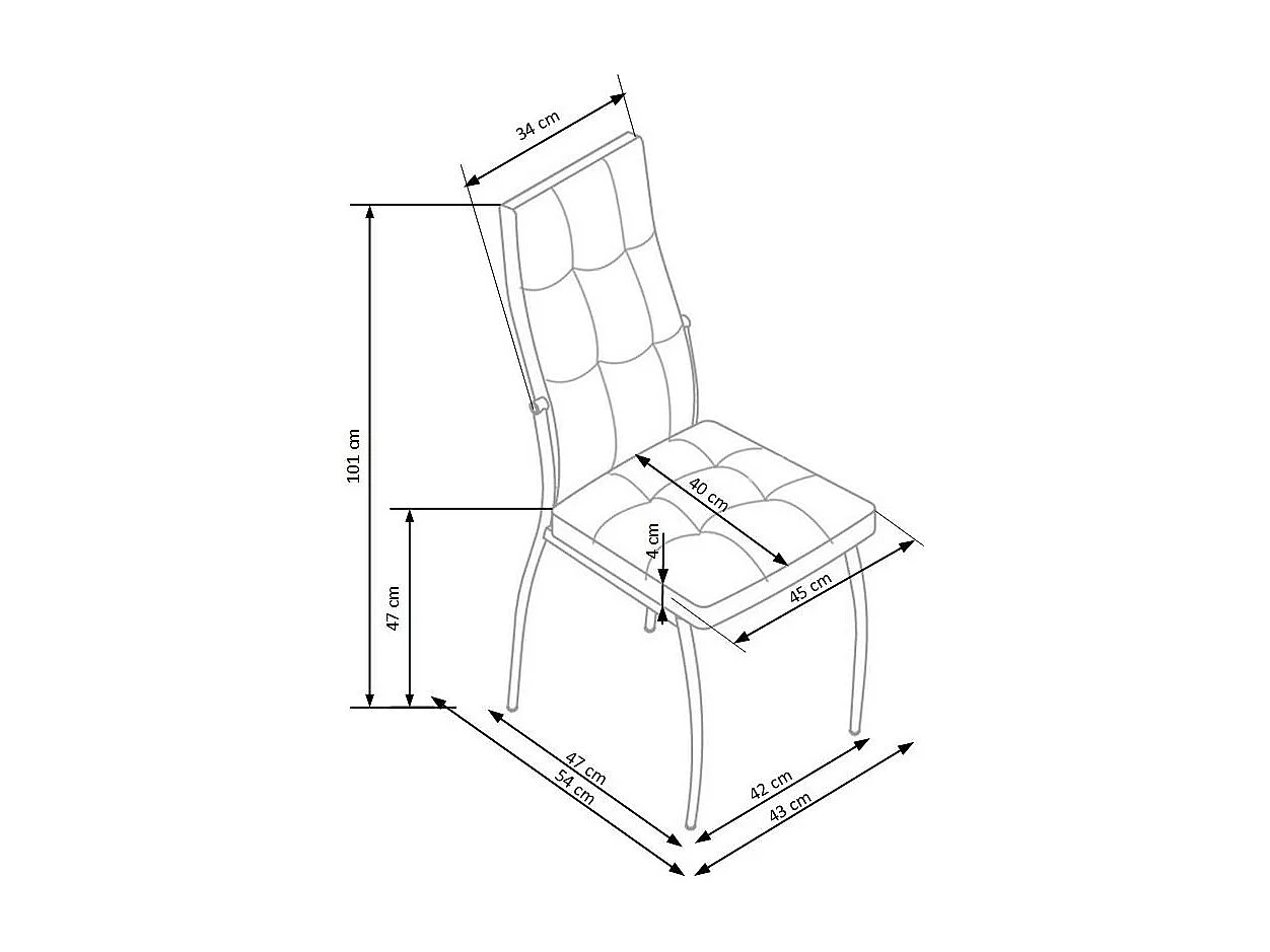 Chaise de salle à manger matelassée en velours vert foncé avec dossier haut et pieds design en acier ELYSIUM
