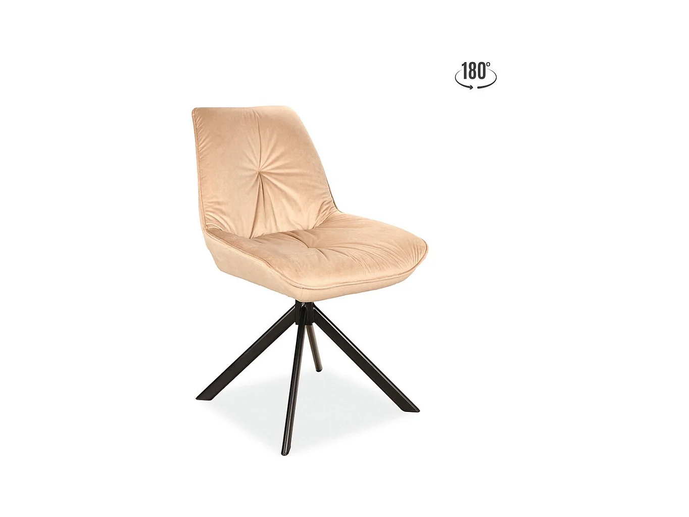 Chaise pivotante velours beige métal noir Zolo
