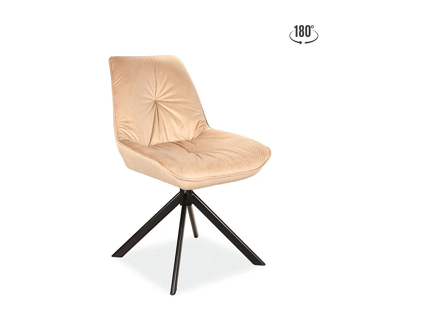 Chaise pivotante velours beige métal noir Zolo
