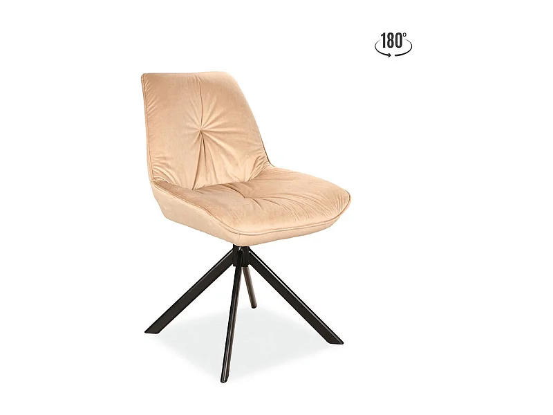 Silla giratoria Zolo de metal beige y terciopelo negro