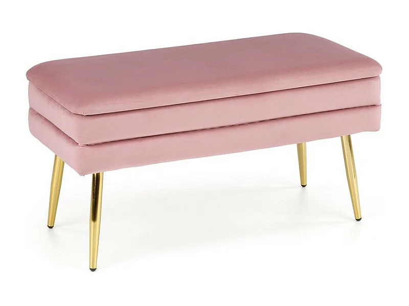 Banc en velours rose avec pieds en métal doré PATTY