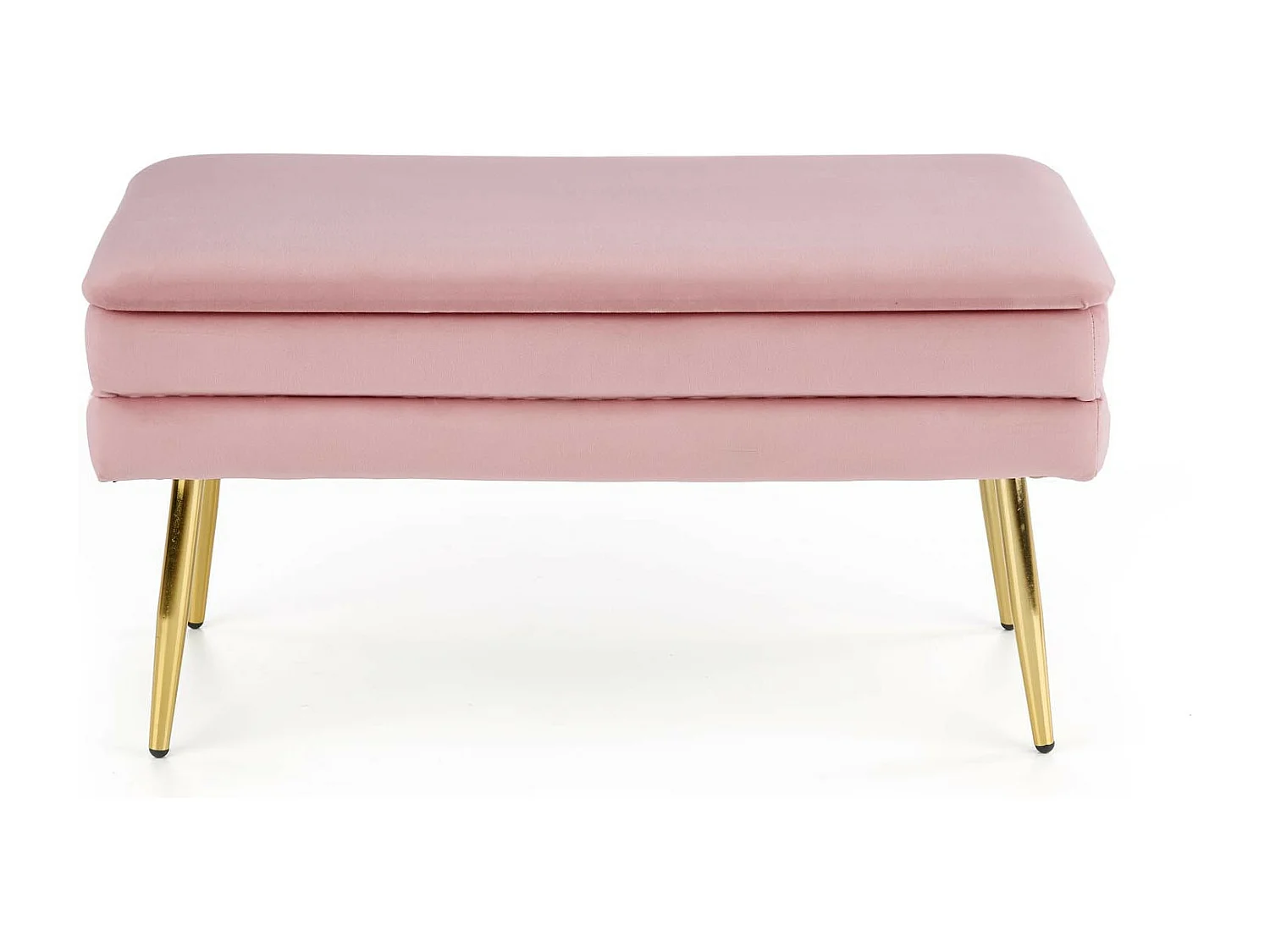 Banc en velours rose avec pieds en métal doré PATTY