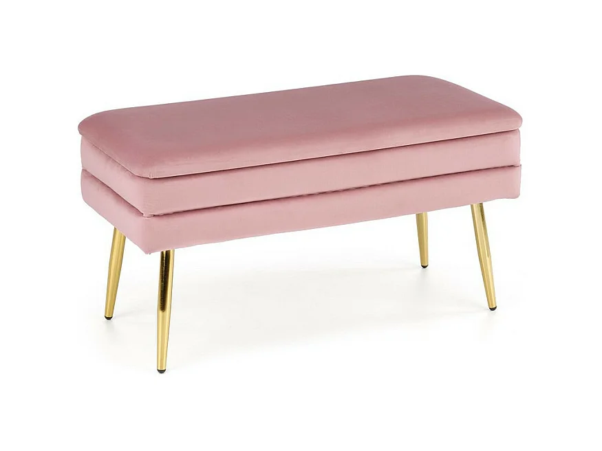 Banc en velours rose avec pieds en métal doré PATTY