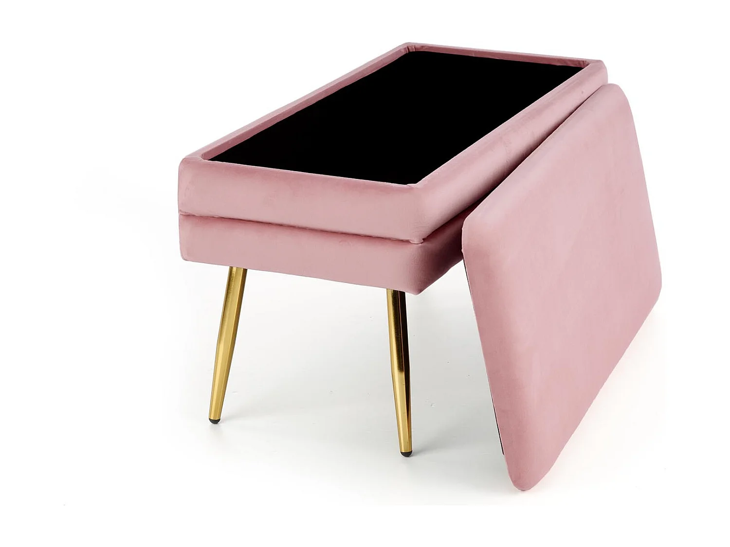 Banco de terciopelo rosa con patas de metal dorado PATTY