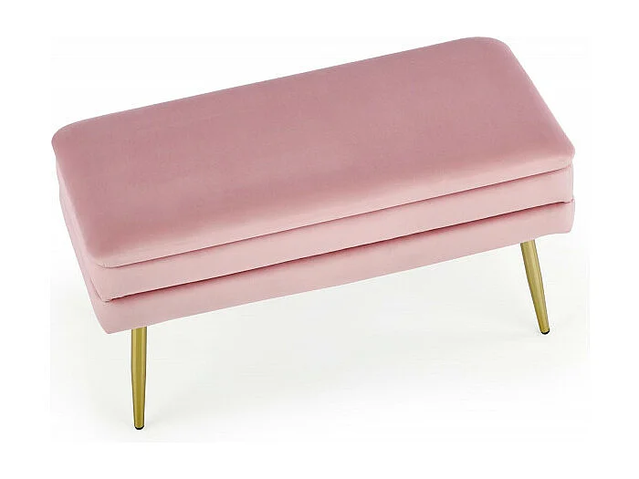 Banco de terciopelo rosa con patas de metal dorado PATTY