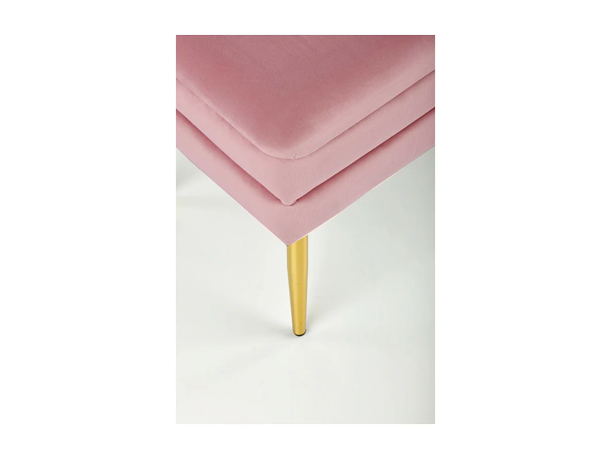 Banco de terciopelo rosa con patas de metal dorado PATTY