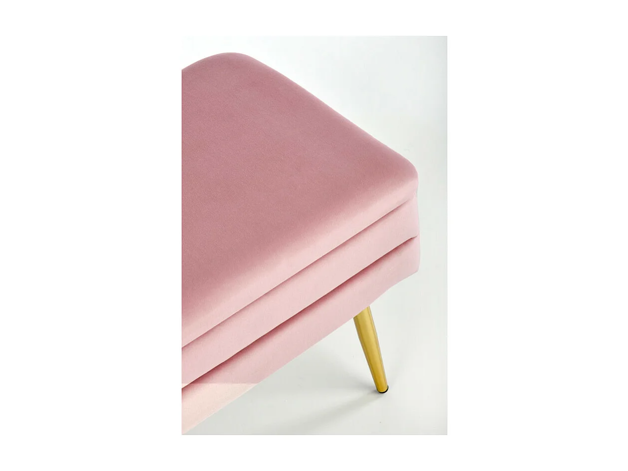 Banco de terciopelo rosa con patas de metal dorado PATTY