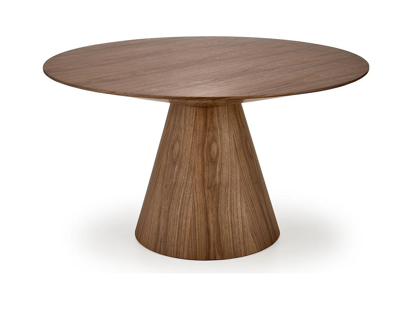 Table ronde 136 cm plaquée bois avec pied central Carmela