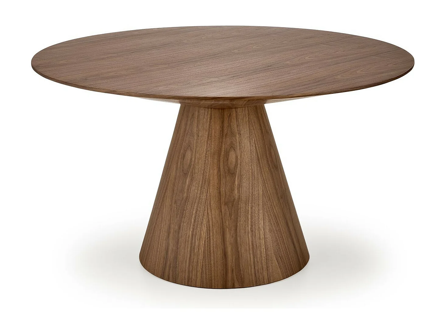 Mesa redonda de chapa de madera de 136 cm con pata central Carmela