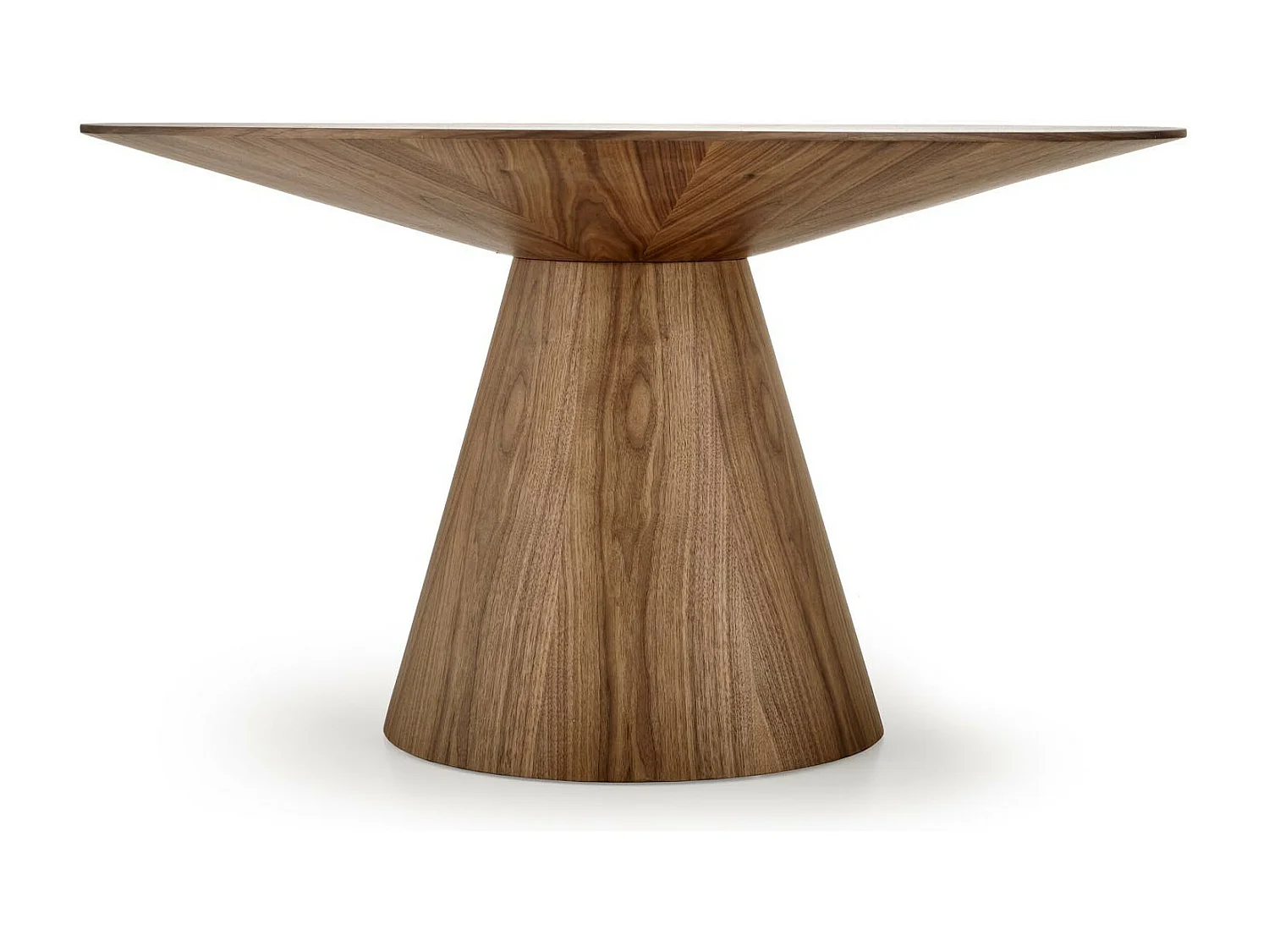 Mesa redonda de chapa de madera de 136 cm con pata central Carmela